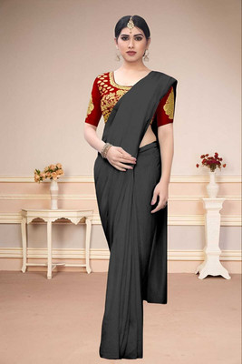 SAMRUDDHI TRENDZ Solid/Plain Bollywood Art Silk Saree(Grey)
