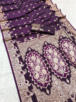 KRIYANSH Printed Banarasi Cotton Blend Saree(Magenta)