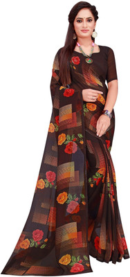 Saadhvi Digital Print Banarasi Georgette Saree(Black)