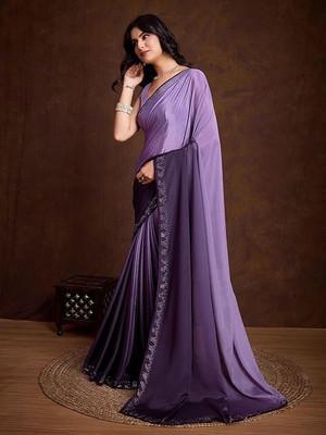 MAHADEV Solid/Plain, Self Design Handloom Handloom Art Silk Saree(Purple, Pink)