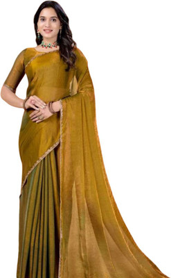 HouseOfCommon Woven Bollywood Jimmy choo, Chiffon Saree(Gold)