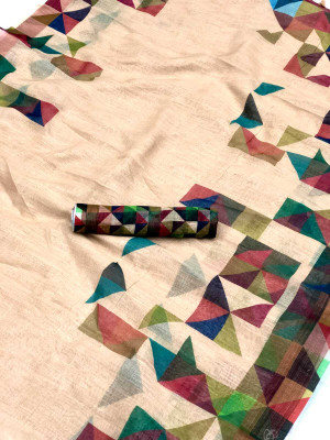 Arpita Fashion Digital Print Daily Wear Linen Saree(Multicolor)