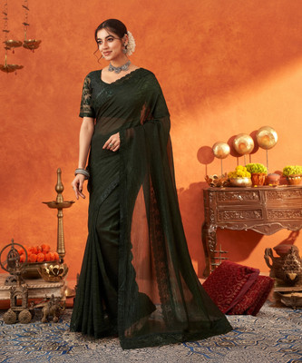 Sareemall Embellished Bollywood Chiffon Saree(Green)