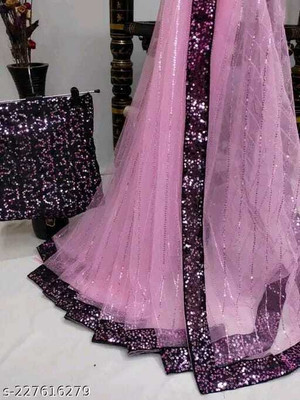 LADYSUTRA Embellished Bollywood Net Saree(Multicolor)