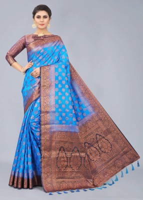 DILSAY Self Design Kanjivaram Cotton Silk Saree(Light Blue)