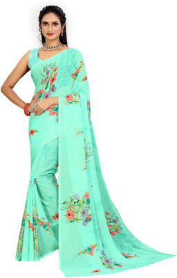 KISSAH Printed Bollywood Georgette Saree(Multicolor)