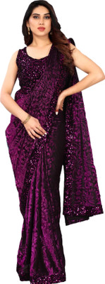 HouseOfCommon Floral Print, Self Design, Woven Bollywood Lycra Blend Saree(Magenta)