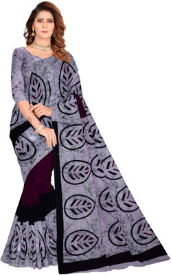 The Familiar Handicrafts Printed, Blocked Printed Bollywood Pure Cotton Saree(Black)