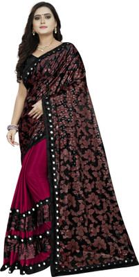 ENCLIQ Self Design Bollywood Lycra Blend Saree(Red)