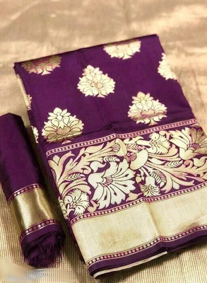 sorathiya enterprise Woven Banarasi Cotton Silk Saree(Magenta)
