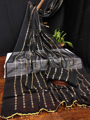 Sayal Creation Self Design Daily Wear Georgette Saree(Black)