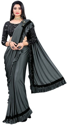Shriwali Fashion Embellished Bollywood Lycra Blend Saree(Grey)