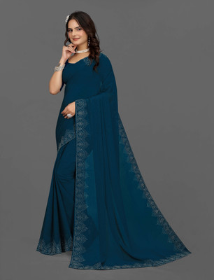 Harbhole Lace Border Printed Bollywood Georgette Saree(Multicolor)