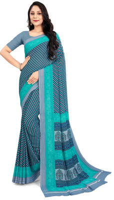Navvi Self Design Daily Wear Georgette Saree(Blue)