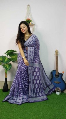 Rnn Embroidered Jamdani Cotton Silk Saree(Purple)