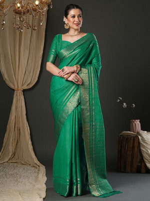 ANOUK Woven Banarasi Viscose Rayon Saree(Green)
