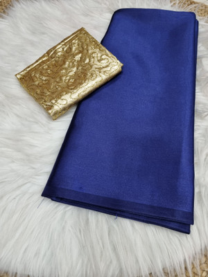 Arpita Fashion Solid/Plain Bollywood Satin Saree(Dark Blue)