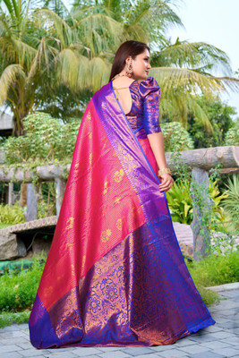LAVYANSH CREATION Self Design, Woven Banarasi Art Silk, Jacquard Saree(Pink)