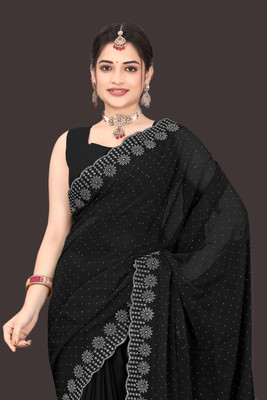 Shiv Febric Embellished Bollywood Chiffon Saree(Black)