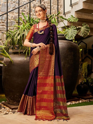 HITESH ENTERPRISE Woven Kanjivaram Jacquard Saree(Magenta)