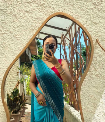 MAHADEV Printed Handloom Art Silk Saree(Blue)