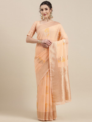 Divastri Woven Banarasi Linen Saree(Pink)