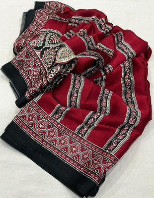 SVPrints Printed Bollywood Crepe Saree(Maroon)