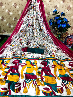 maayro Printed Mysore Art Silk Saree(Multicolor)