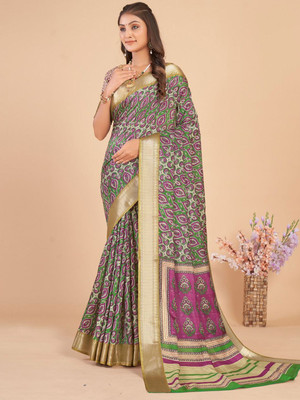 Anouk Rustic Printed Chinnalapattu Silk Blend Saree(Multicolor)