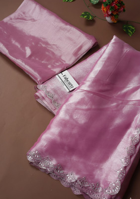 MYTNEY Embellished Bollywood Jimmy choo Saree(Pink)