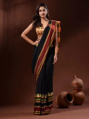 ADbutiq Self Design Bollywood Cotton Blend Saree(Black)