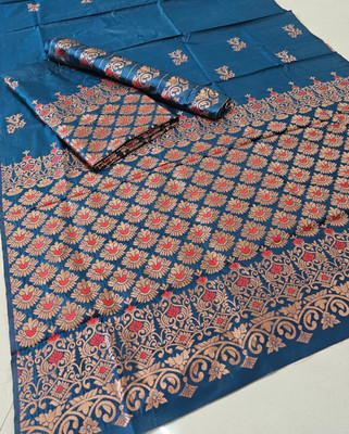 VRAJ CREATION Woven Mekhela Chador Pure Silk Saree(Multicolor)