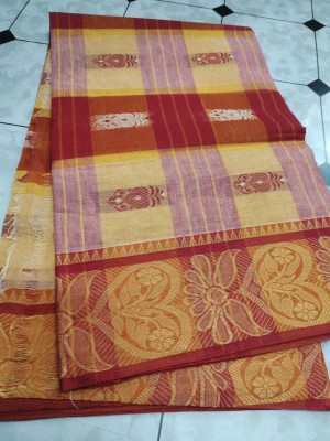 Maa saroda saree Ghar Self Design Tant Pure Cotton Saree(Yellow, Brown)