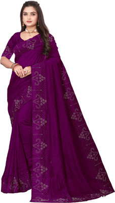 MAYRAAFASHION Embellished Bollywood Art Silk Saree(Purple)