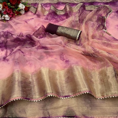 Adiyogi Enterprise Embellished Bollywood Organza Saree(Pink)