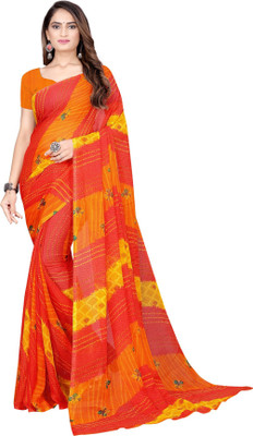 Suntex Printed Bandhani Georgette Saree(Red)