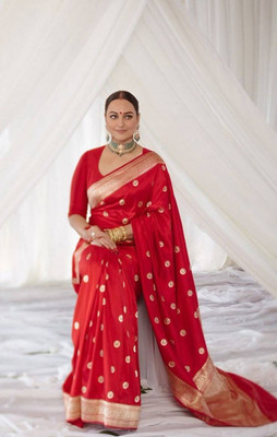 srcreation Woven Banarasi Art Silk Saree(Red)