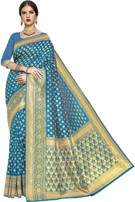 kalhari Woven Banarasi Silk Blend Saree(Light Blue)