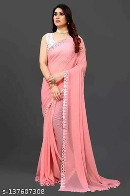Riddhi Enterprise Woven Bollywood Chiffon Saree(Multicolor)