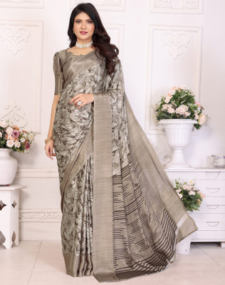 Divastri Printed Bollywood Tussar Silk Saree(Brown)