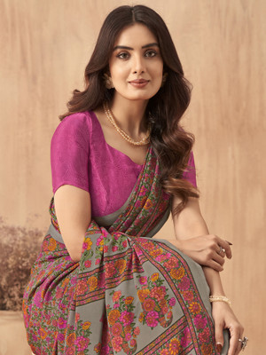 Divastri Printed Daily Wear Crepe Saree(Multicolor)