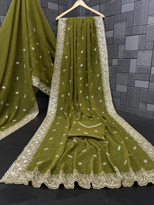 RIDDHISIDDHI NX Embroidered Bollywood Organza Saree(Light Green)