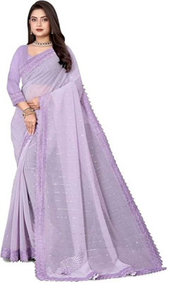 Amavii Embellished Bollywood Lycra Blend Saree(Purple)