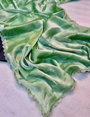Apnisha Solid/Plain Bollywood Net Saree(Light Green)
