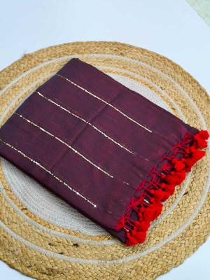 SP Boutique Woven Handloom Pure Cotton Saree(Purple)
