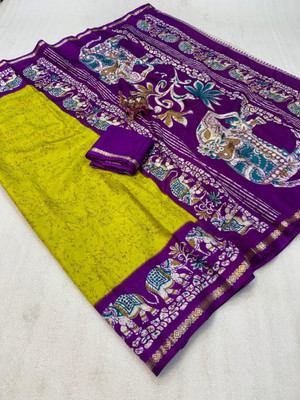 mohur trends Printed, Floral Print, Geometric Print Handloom Cotton Silk Saree(Multicolor)
