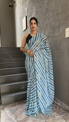 YANKITA Embellished Daily Wear Georgette Saree(Blue)