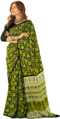Akhilam Embroidered Mysore Art Silk Saree(Green)