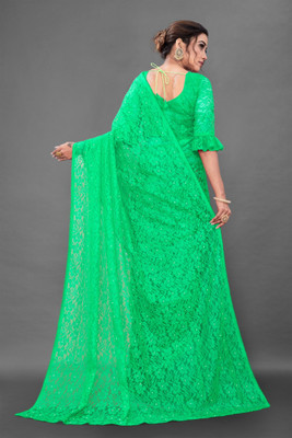 NORAFLEX Self Design Daily Wear Net Saree(Light Green)