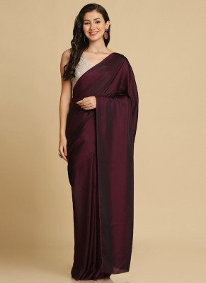 ASISA Solid/Plain Daily Wear Satin Saree(Maroon)